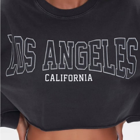 Forever 21 Black Los Angeles Cropped Hoodie - Picture 5 of 8